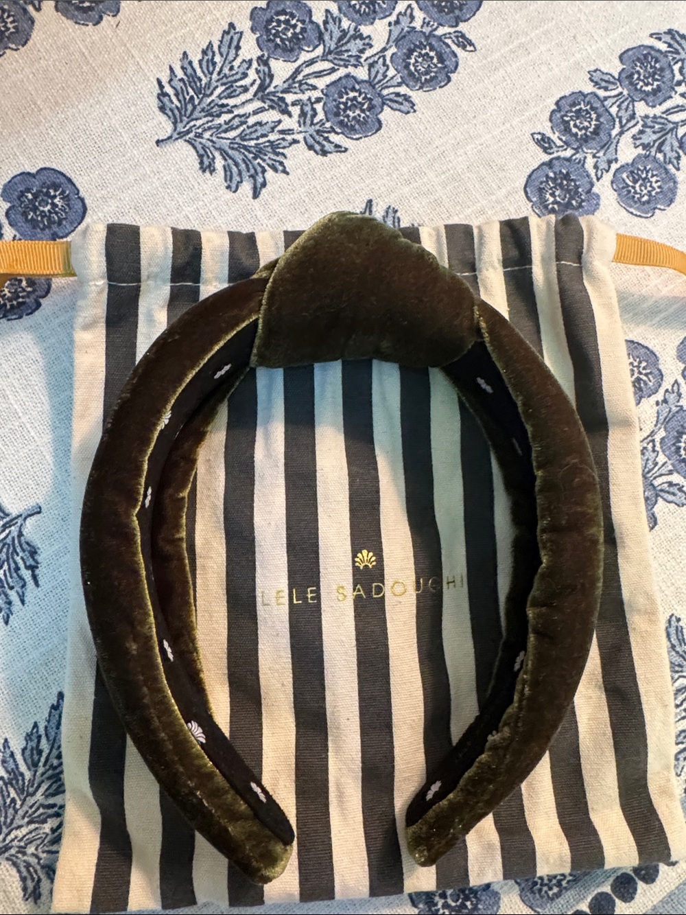 Lele Sadoughi Green Velvet Headband